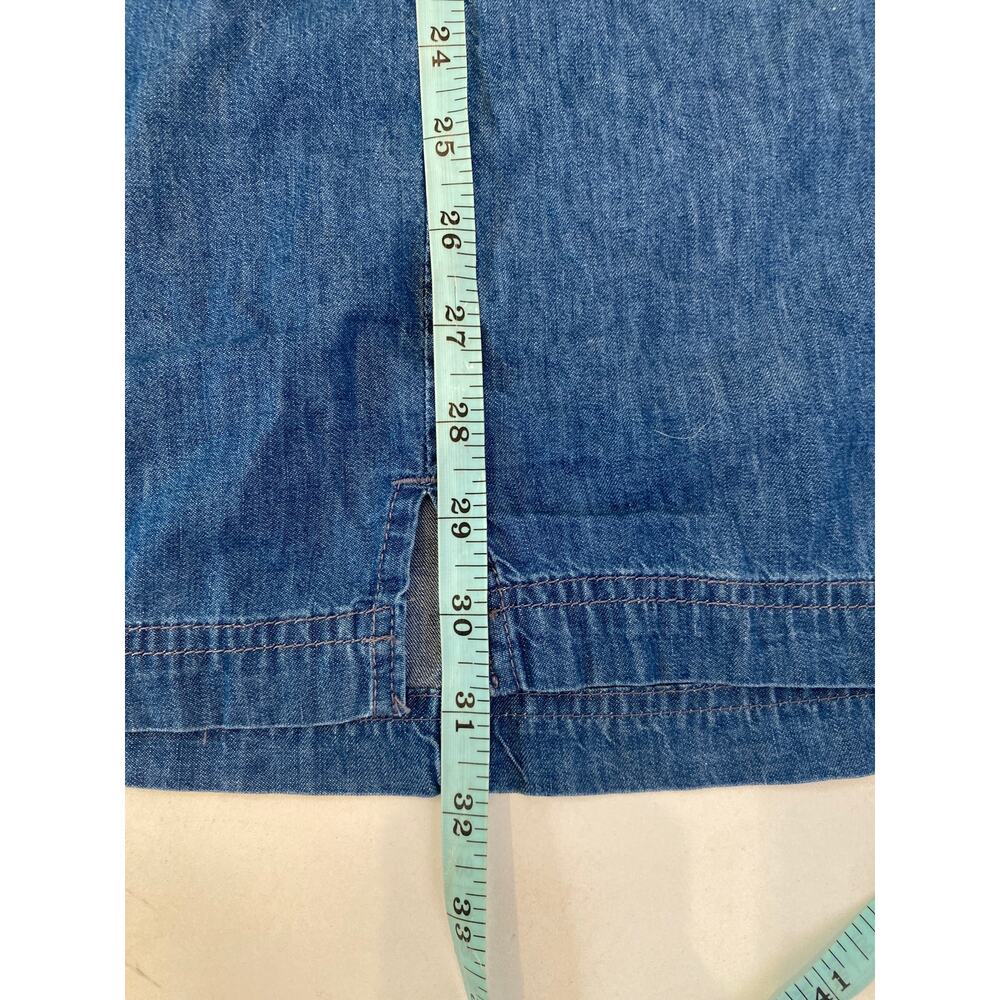 ASOS Lightweight Soft Denim Halter Slip Dress Criss Cross Straps EUC Sz 12 Mini - Picture 13 of 16